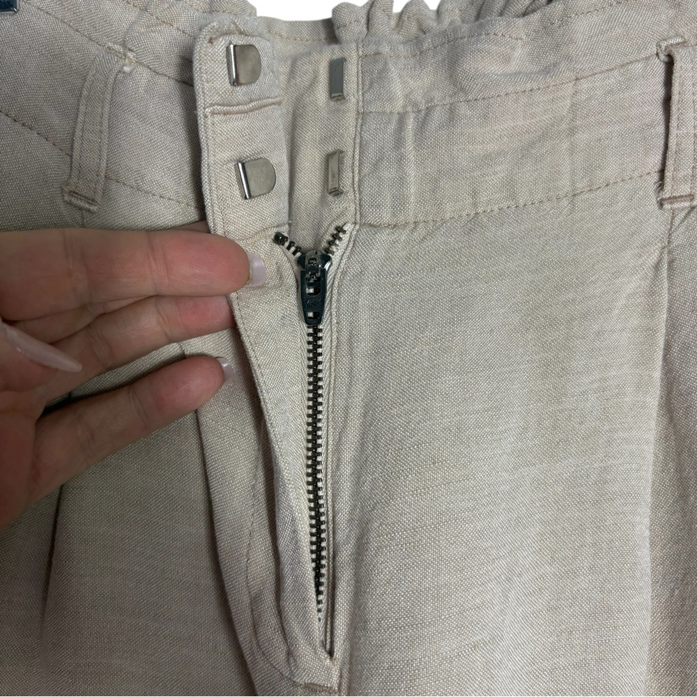 LOFT Paperbag Style Linen Blend High Rise Pants in Natural Khaki Size XS—NO BELT - Picture 5 of 10